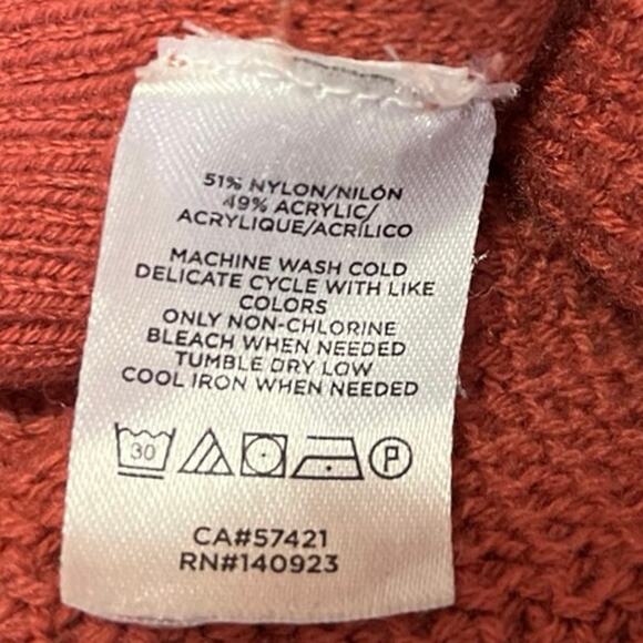 Ann Taylor LOFT Orange Waffle Stitch Open Front Poncho Cardigan Sweater Top XS/S - Picture 5 of 5